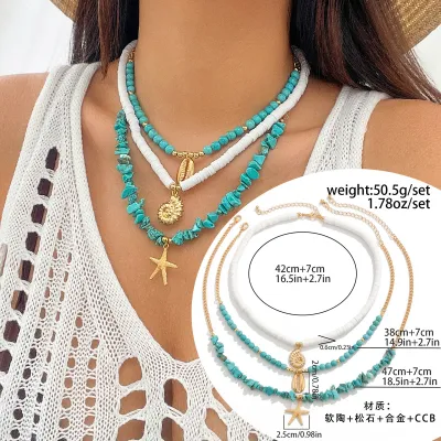 Bohemian Casual Marine Style Shell Turquoise Multi-Layer Necklace