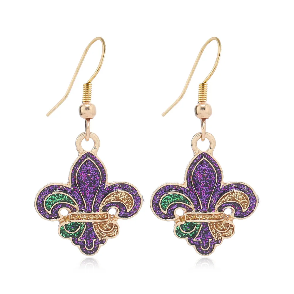 Mardi Gras Flash Iris Flower Mask Umbrella Earrings Sweet Cool Wind Personality Trend Alloy Cartoon Geometric