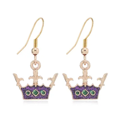Mardi Gras Flash Iris Flower Mask Umbrella Earrings Sweet Cool Wind Personality Trend Alloy Cartoon Geometric