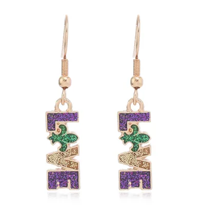 Mardi Gras Flash Iris Flower Mask Umbrella Earrings Sweet Cool Wind Personality Trend Alloy Cartoon Geometric