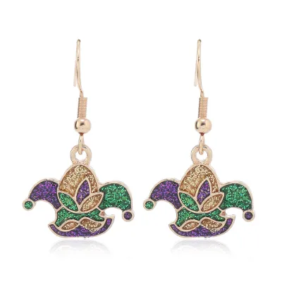 Mardi Gras Flash Iris Flower Mask Umbrella Earrings Sweet Cool Wind Personality Trend Alloy Cartoon Geometric