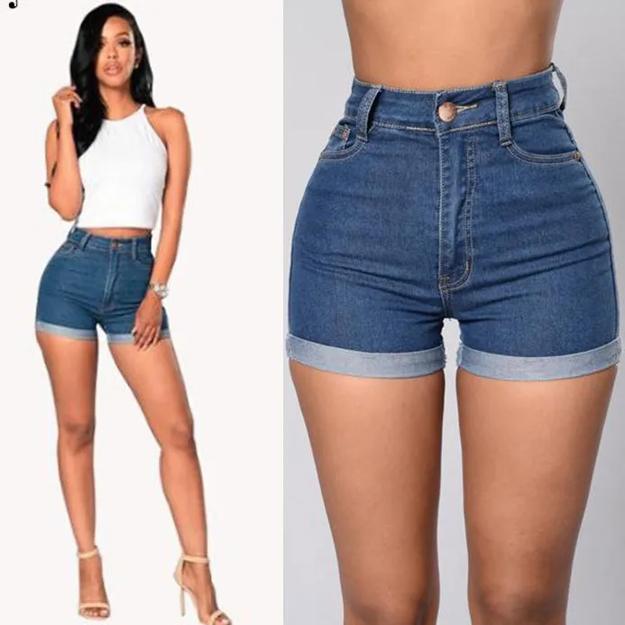 Women's Casual High Waist Denim Shorts Wide Leg Three-Point Pants