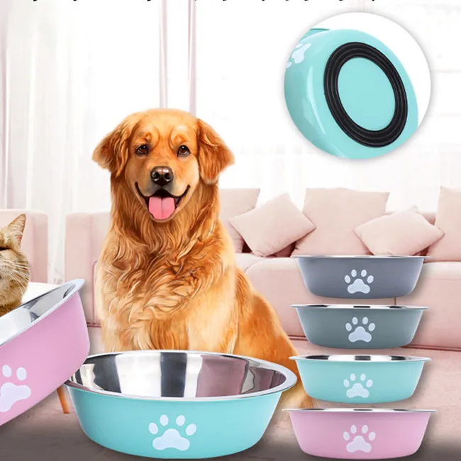 Large Capacity Stainless Steel Anti-Tumpling Dog Bowl for Home Pet Products