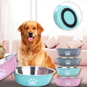 Large Capacity Stainless Steel Anti-Tumpling Dog Bowl for Home Pet Products
