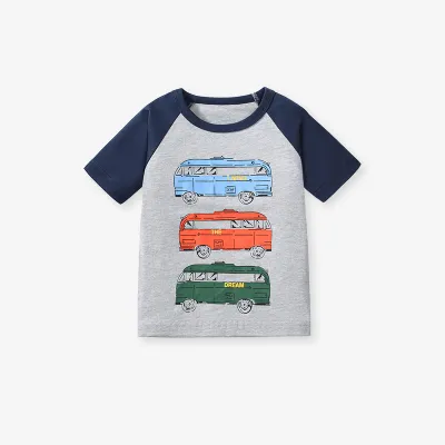 Kids Toddler Boys Casual Cartoon Short Sleeve Crewneck T-Shirt 100% Cotton