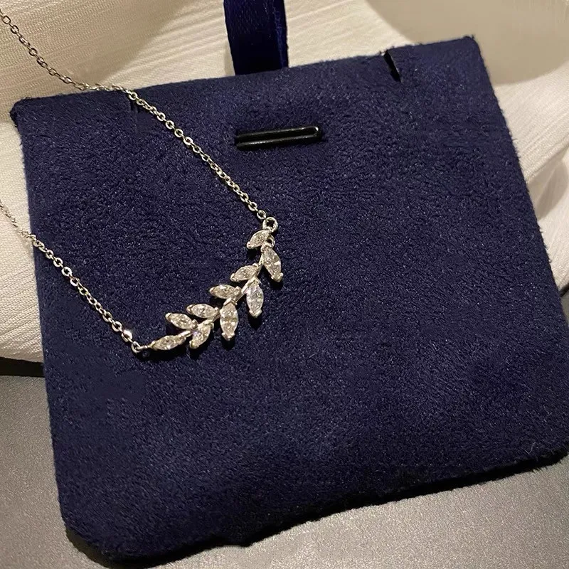 Women Fashion Creative Wheat Sterling Silver Necklace Cross Chain