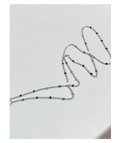 Women Simple Fashion Sterling Silver Glitter Necklace