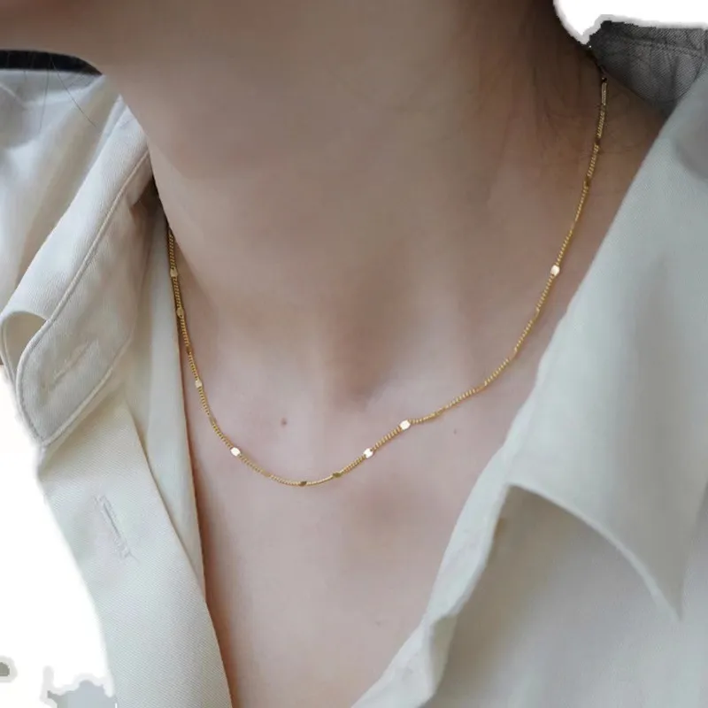 Women Simple Fashion Sterling Silver Glitter Necklace