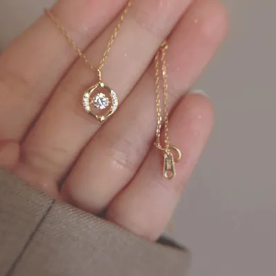 Women's Fashion Simple Hollow Rhinestone Sterling Silver Necklace