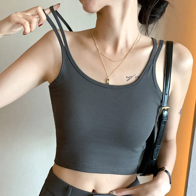 Women Sexy Solid Color Backless Camisole Tank Top