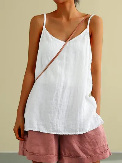 Women Casual Cotton Linen Camisole Sling Style Fresh And Sweet