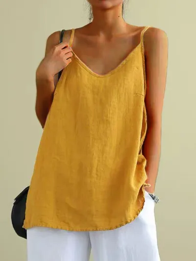 Women Casual Cotton Linen Camisole Sling Style Fresh And Sweet
