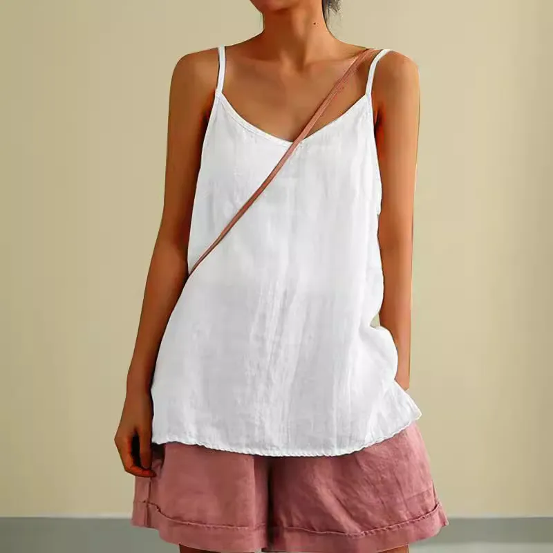 Women Casual Cotton Linen Camisole Sling Style Fresh And Sweet