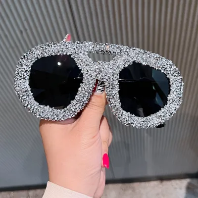 Women Fashion Double Beam Diamond Sunglasses