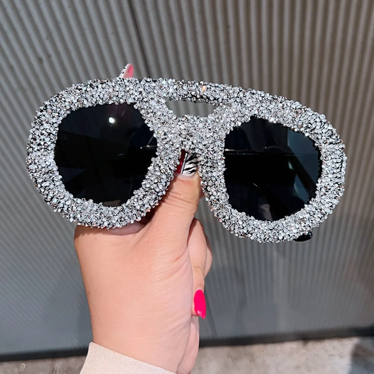Women Fashion Double Beam Diamond Sunglasses