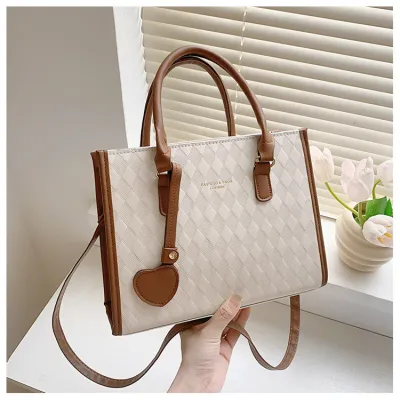 Women Fashion Rhomboid PU Handle Shoulder Bag