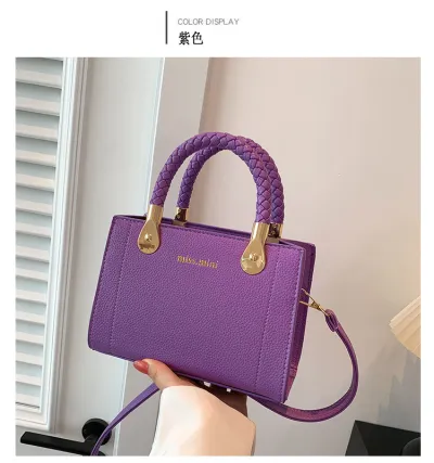 Fashion Square Woven Handle Shoulder Bag Summer Women Street Trend PU