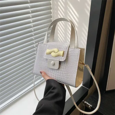 Women Fashion Solid Color Square Flap Handle Shoulder Bag