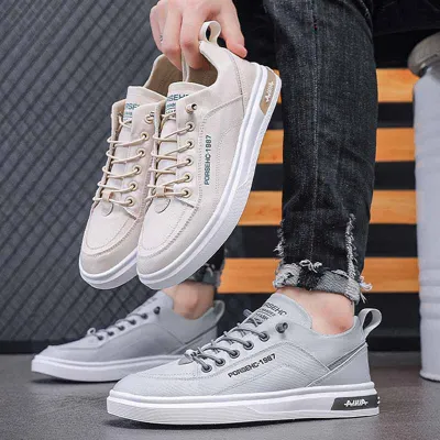 Men Leisure Sports Versatile Lace-Up Canvas Sneakers