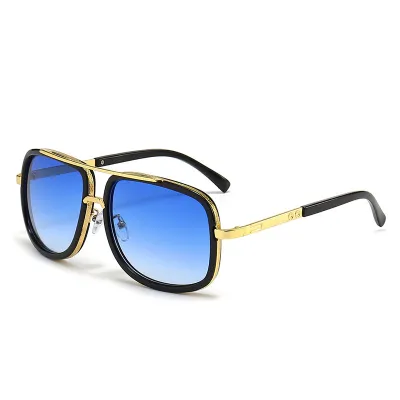 Fashion Simple Metal Big Frame Square Sunglasses