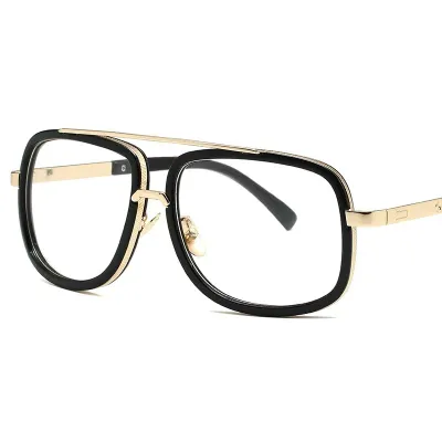 Fashion Simple Metal Big Frame Square Sunglasses