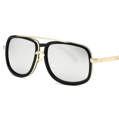 Fashion Simple Metal Big Frame Square Sunglasses