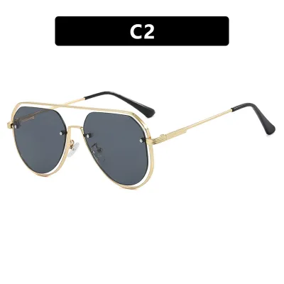 Fashion Retro Casual Hollow-Out Metal Big Frame Sunglasses