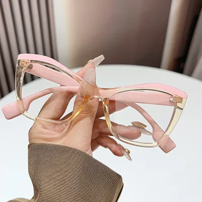 Women Fashion Anti-Ultraviolet Flat Cat-Eye Big Frame Sunglasses