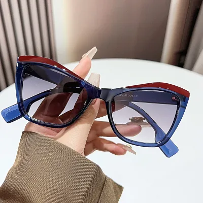 Women Fashion Anti-Ultraviolet Flat Cat-Eye Big Frame Sunglasses