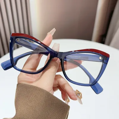 Women Fashion Anti-Ultraviolet Flat Cat-Eye Big Frame Sunglasses