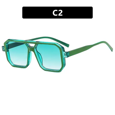 Men Fashion Double Square Small Frame Sunglasses PC AC Lens
