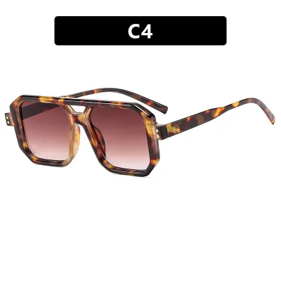 Men Fashion Double Square Small Frame Sunglasses PC AC Lens