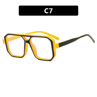 Men Fashion Double Square Small Frame Sunglasses PC AC Lens