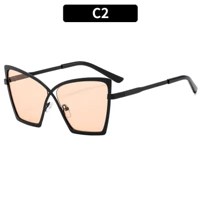 Women Fashion Personalized Large Frame Metal Anti-Blue Glasses