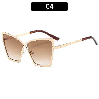 Women Fashion Personalized Large Frame Metal Anti-Blue Glasses