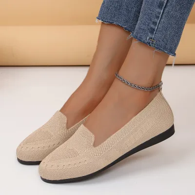 Women Casual Knitted Flat Slip On Loafers Shoes