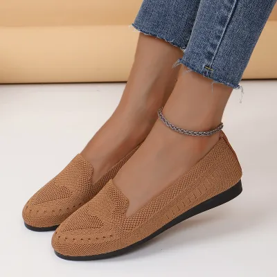 Women Casual Knitted Flat Slip On Loafers Shoes