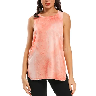 Women Loose Tie-Dye Camouflage Quick-Dry Yoga Sports Vest Top