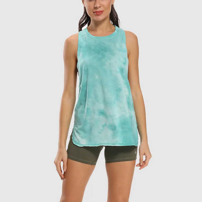 Women Loose Tie-Dye Camouflage Quick-Dry Yoga Sports Vest Top