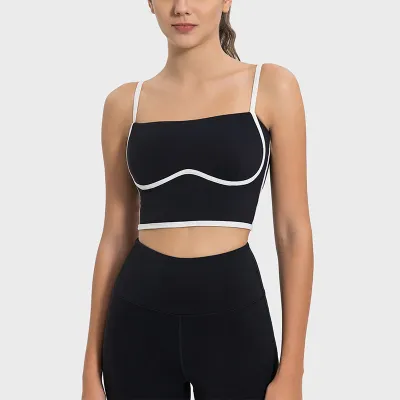 Women Fashion Sexy Contrast Color Stitching Yoga Sports Bra Vest
