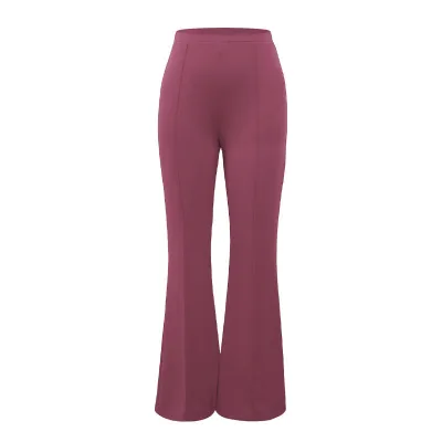 Women's Casual Solid Color High Waist Wide Leg Micro-Flared Pants