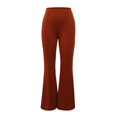 Women's Casual Solid Color High Waist Wide Leg Micro-Flared Pants