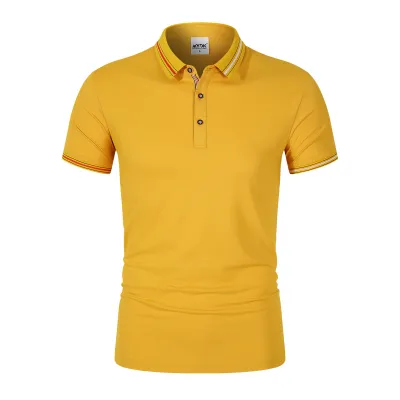 Men Business Casual Stripe Plus Size Short Sleeve Lapel POLO Shirt