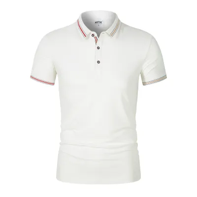Men Business Casual Stripe Plus Size Short Sleeve Lapel POLO Shirt