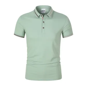 Men Business Casual Stripe Plus Size Short Sleeve Lapel POLO Shirt