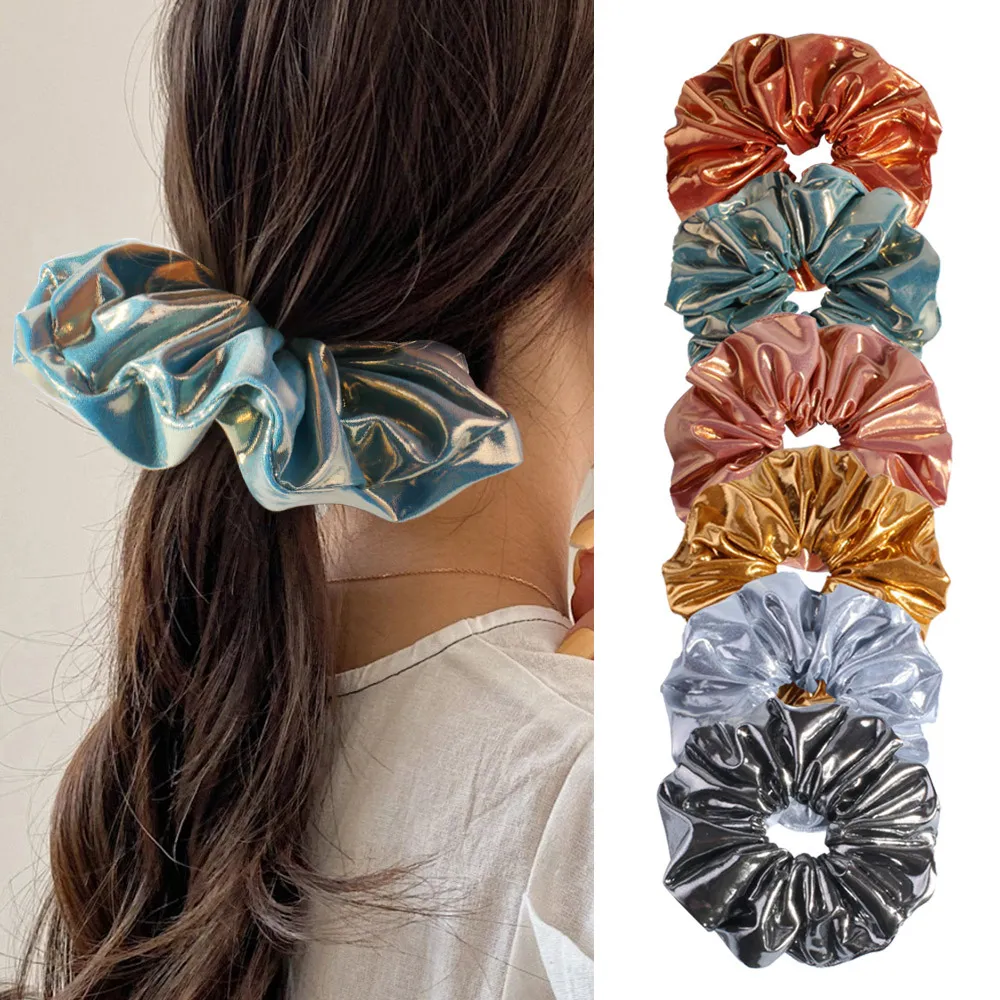 Women Fashion Solid Color Leather Fabric Hair Ring