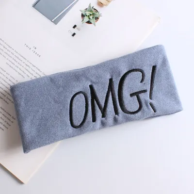 Women Fashion Solid Color “Omg” Embroidered Wide Edge Hair Belt