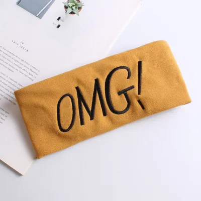 Women Fashion Solid Color “Omg” Embroidered Wide Edge Hair Belt