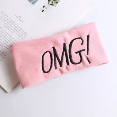 Women Fashion Solid Color “Omg” Embroidered Wide Edge Hair Belt
