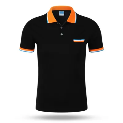 Men Business Casual Color Block Plus Size Short Sleeve Lapel Polo Shirt